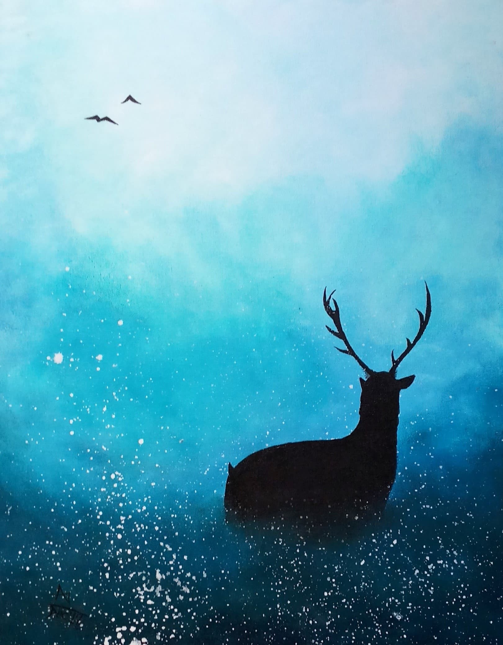 A simple painting of apples arranged on a table. by Rakhi Vashisht