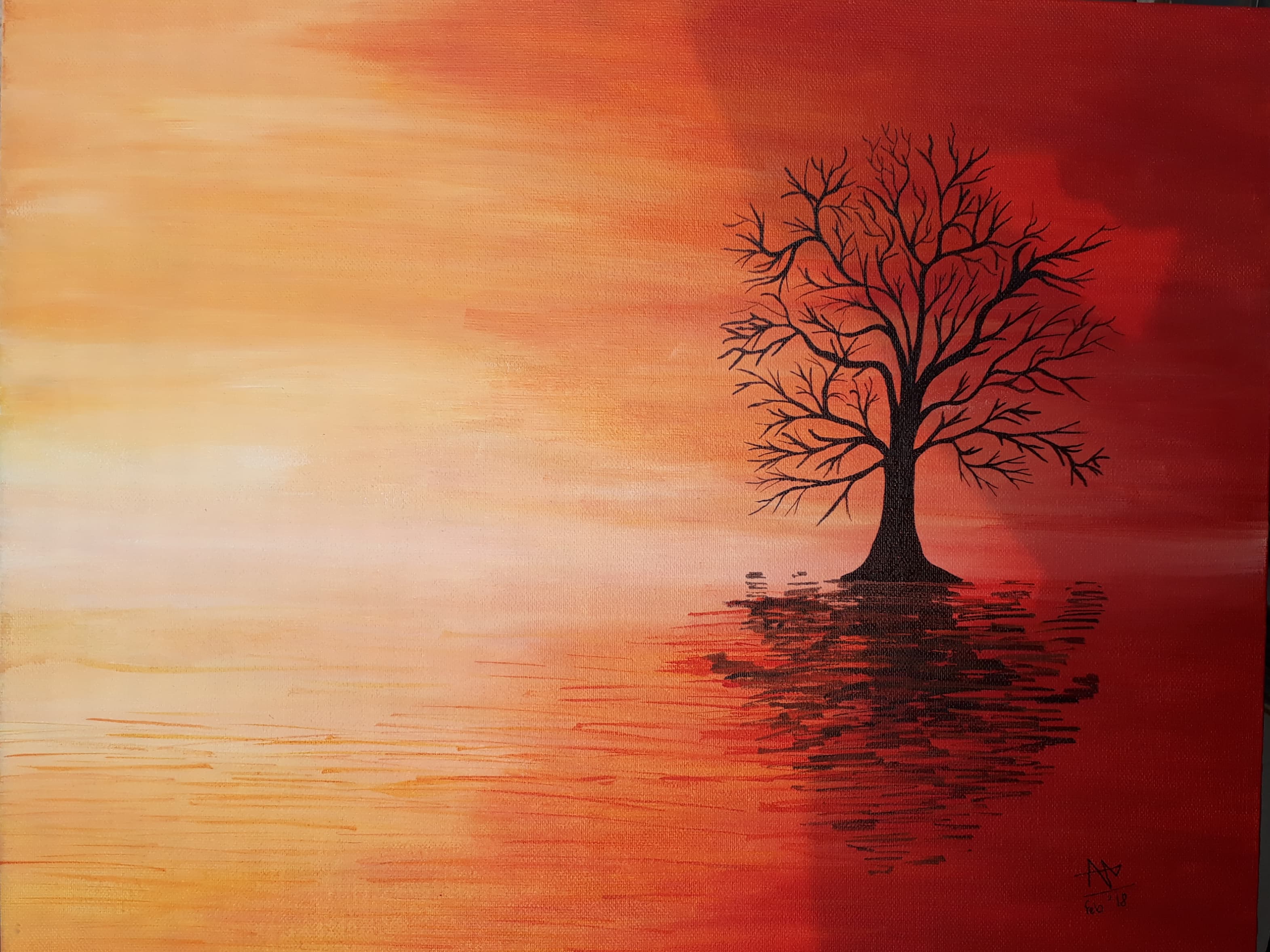 A simple painting of apples arranged on a table. by Rakhi Vashisht