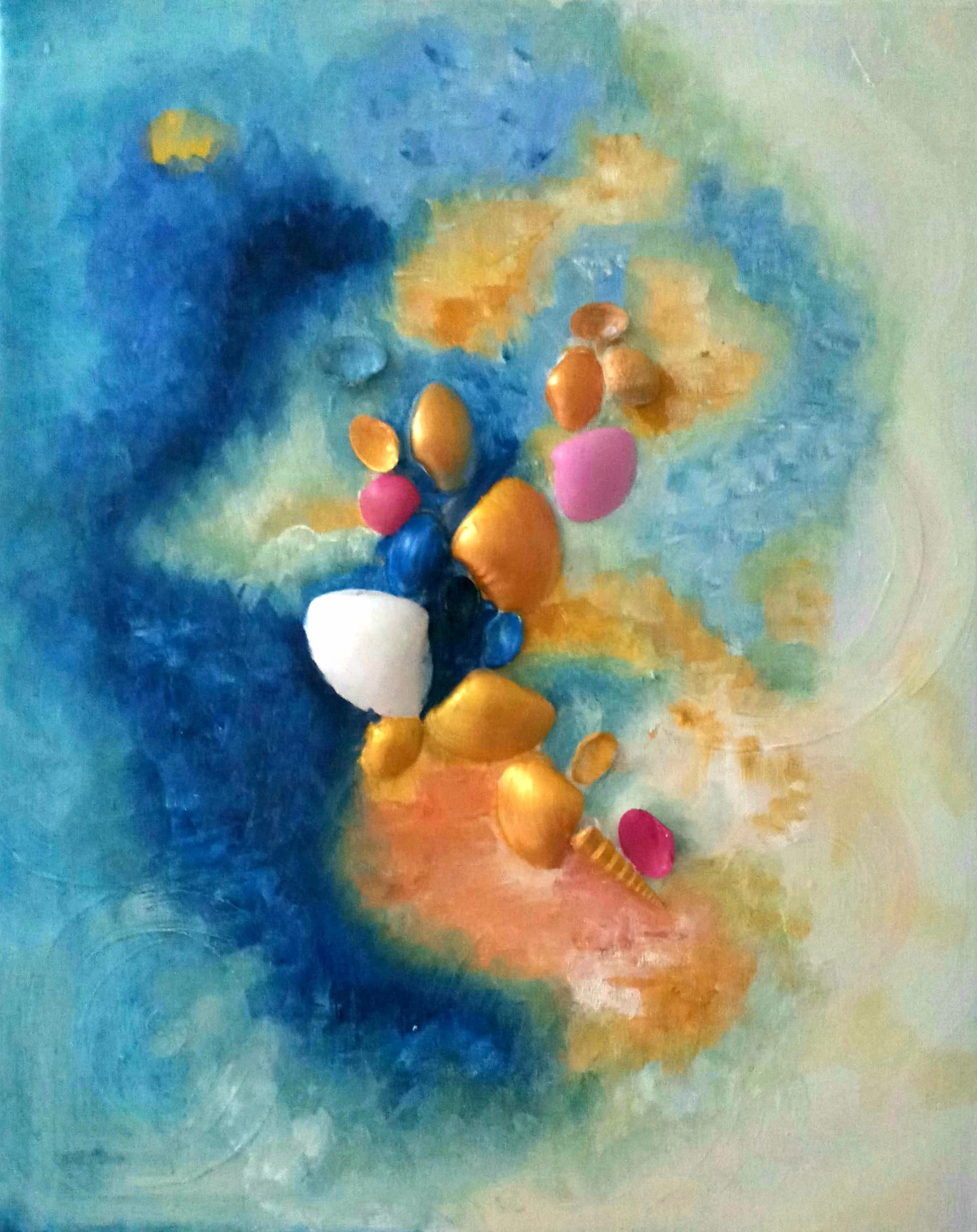 A simple painting of apples arranged on a table. by Rakhi Vashisht