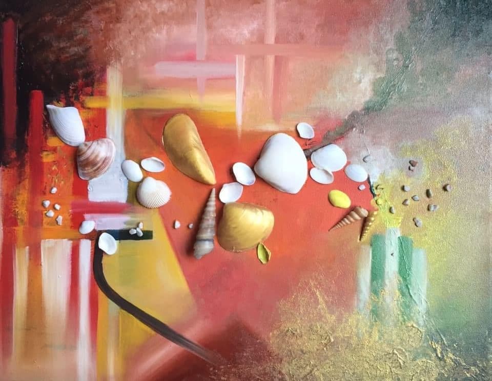 A simple painting of apples arranged on a table. by Rakhi Vashisht